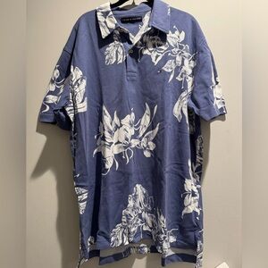 Tommy Hilfiger Men's Blue and White Floral Polo